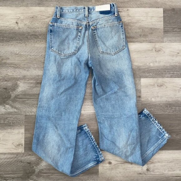 Re/Done 90s High Rise Loose Jeans 24 Blue Distressed 100% Cotton Button Fly Boho - Picture 8 of 13